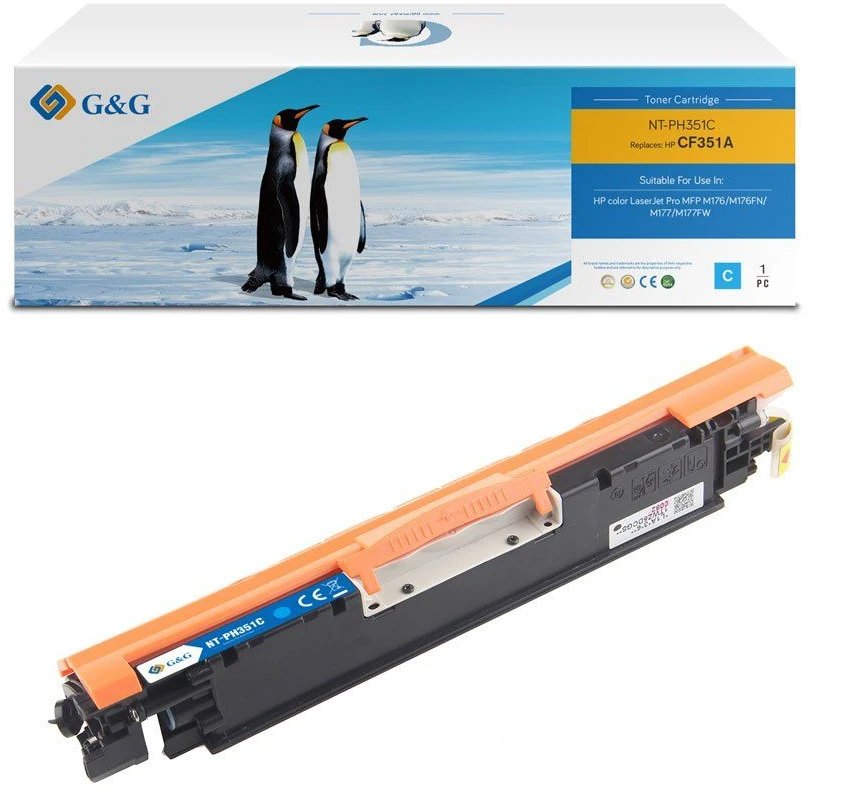Su G&G suderinami dažai su HP CF351A, NT-PH351C, HP 130A, žalsvai mėlyna, 1000s