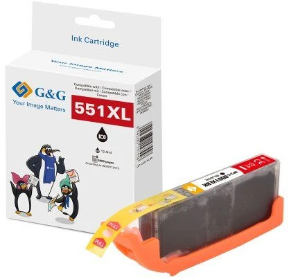 G&G kompatybilny ink / tusz su CLI551BK XL, NP-C-0551XLBK, juodas, 10,2ml, ml high capacity