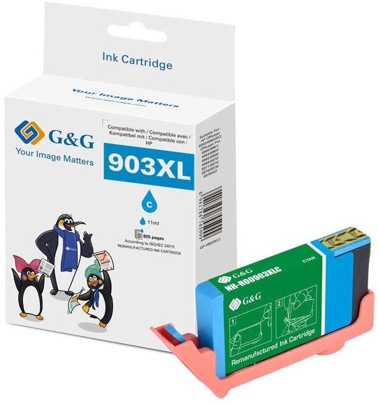 G&G G&G suderinamas rašalas / Z Ink T6M03Ae, žydras, 825S, Nh-R00903Xlc, skirtas Hp Officejet Pro 6960/6961/6963/6964/6965/6966/6968