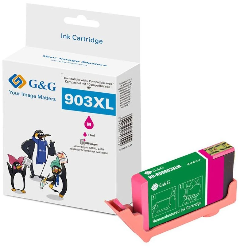 G&G G&G suderinamas rašalas / Z Ink T6M07Ae, Magenta, 825S, Nh-R00903Xlm, skirtas Hp Officejet Pro 6960/6961/6963/6964/6965/6966/6968