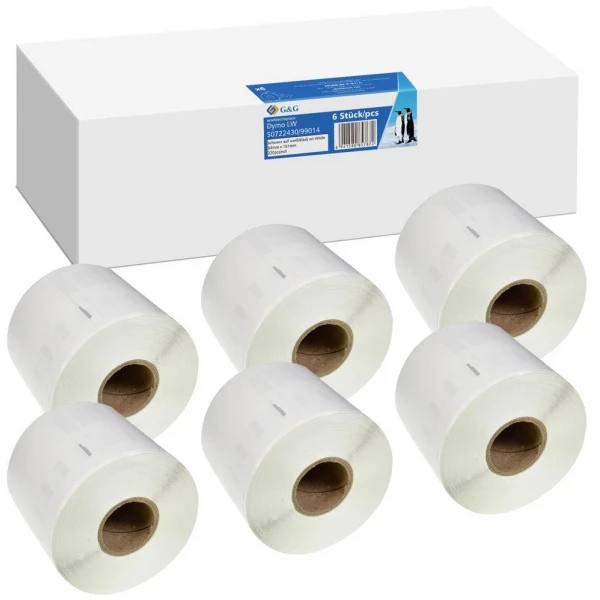 G&G 6x G&G Etiketten 54mm x 101mm sw Komp. m. Dymo S0722430/ 99014