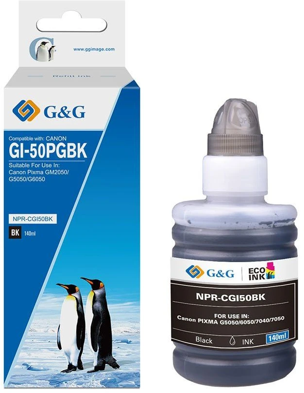 G&G papildomas rašalas Canon GI-50 PGBK/ 3386C001 BK (140 ml) (19382)
