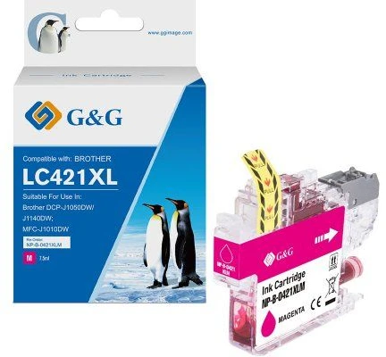 G&G rašalas. Suderinamas rašalas su Brother LC421XLM (500 puslapių) Purpurinis