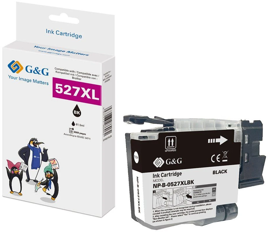 G&G Rašalas. Rašalo kasetė 1 vnt. Pakaitinė Didelės (XL) talpos Juoda (22061)