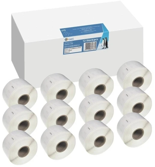 G&G GNG G&G Etiketten 12 StĂĽck fĂĽr DYMO 99012/ S0722400 36 x 89 mm