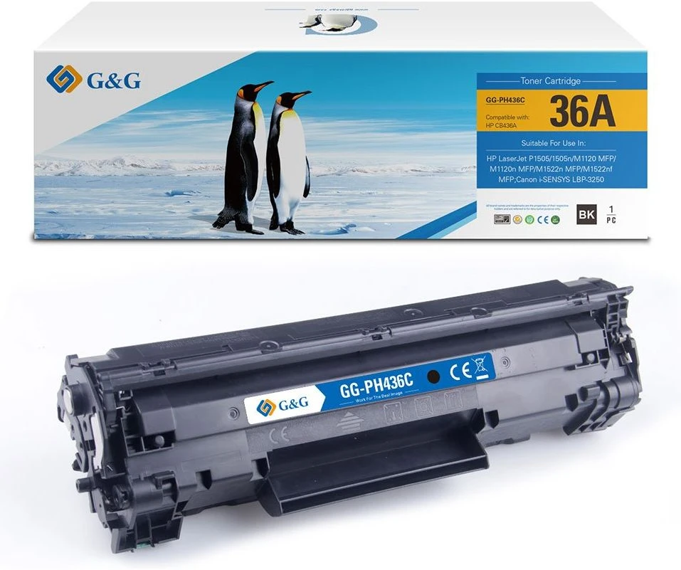 G&G suderinamas toneris HP CE285A, CB435A, CB436A, CE278A, Canon CRG128, 7, NT-PH435LCU, juodas, 3000 psl.