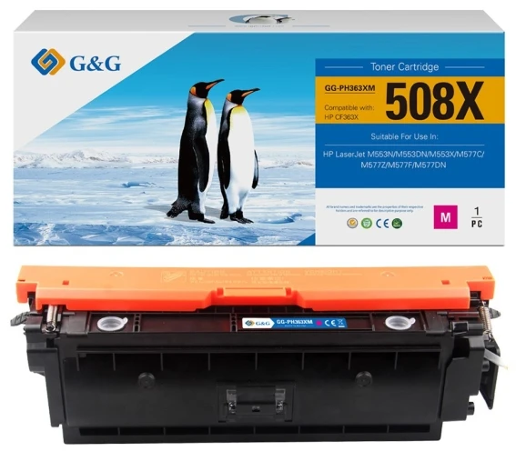 Toneris G&G G&G suderinamas toneris su HP CF363X, NT-PH363XM, HP 508X, magenta, 9500s, didelės talpos