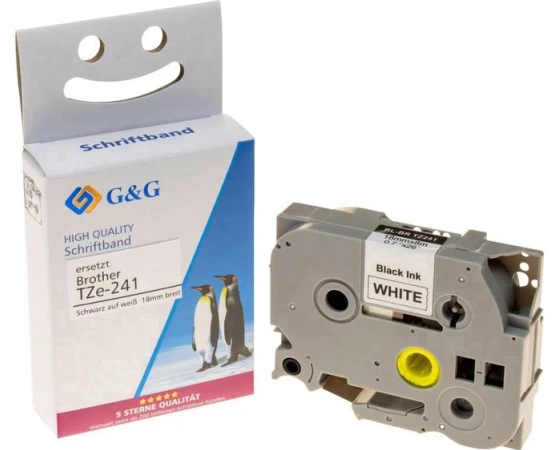 G&G G&G Schriftband 18mm x 8m sw-ws komp. m. Brother TZe-241