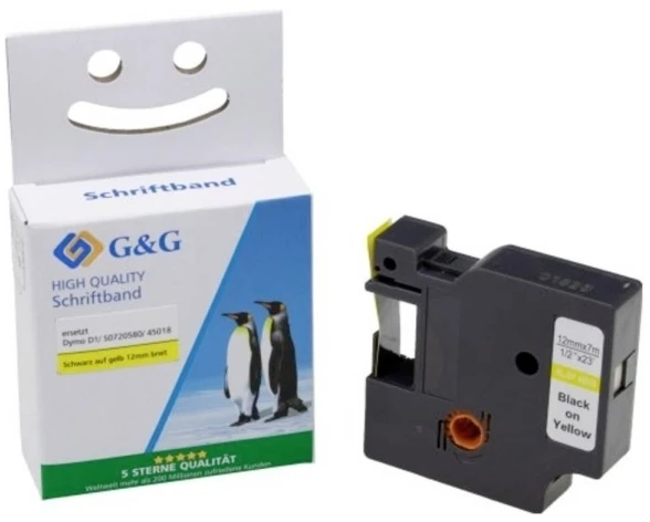 G + G G&G juosta 12mm x 7m sw-gb Komp. m. Dymo D1/ 45018/ S072058