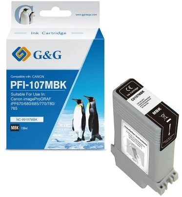 Tusz G&G G&G kompatybilny ink / tusz su PFI107MBK, NC-00107MBK, 6704B001, matte juodas, 130ml