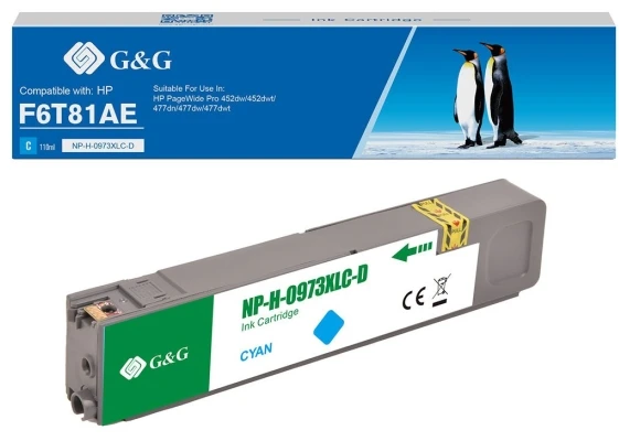 G&G rašalas G&G suderinamas rašalas / rašalas su F6T81AE, žydra, 7000s, NH-R00973XLC, skirta HP PageWide Pro 452, Pro 477