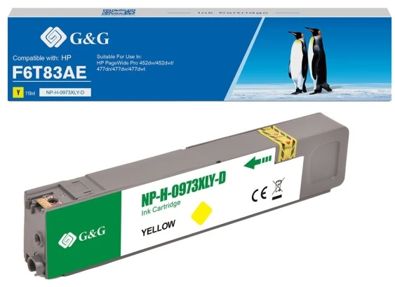 G&G Su G&G suderinamas rašalas / rašalas su F6T83AE, geltona, 7000s, NH-R00973XLY, skirta HP PageWide Pro 452, Pro 477
