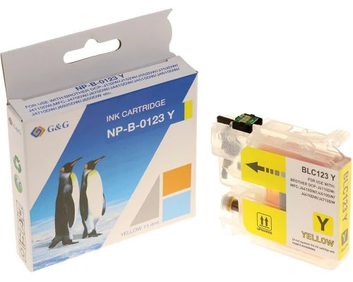 Su G&G suderinamas rašalas / rašalas su LC-123Y, NP-B-0123XLY, geltonas, 600s