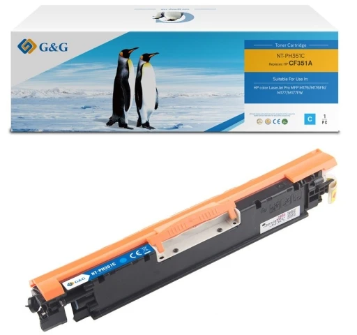 Su G&G suderinami dažai su HP CF351A, NT-PH351C, HP 130A, žalsvai mėlyna, 1000s