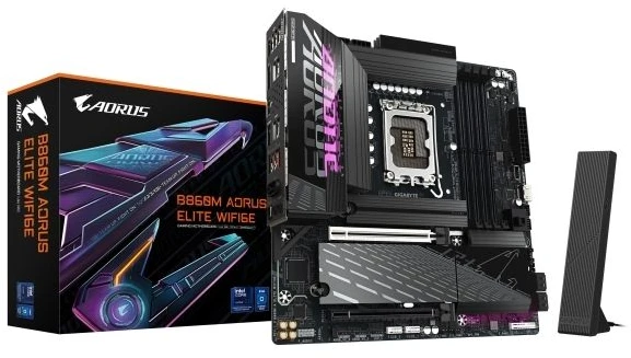 GIGABYTE pagrindinė plokštė B860M AORUS ELITE WIFI6E Intel B860 LGA1851 micro ATX DDR5