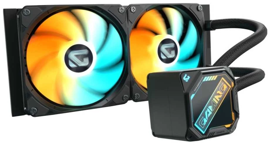 GIGABYTE vandens aušintuvas GAMING 240, 2x120mm, ARGB, LGA1851, AM5, juodas