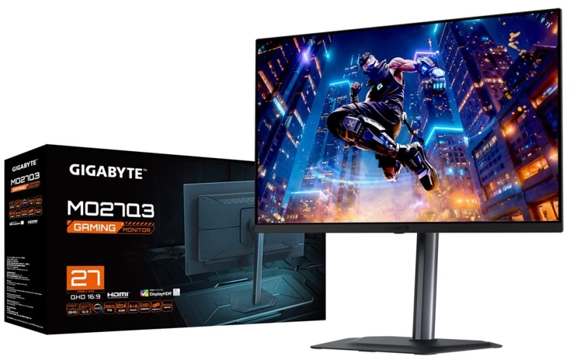 Žaidimų monitorius Gigabyte MO27Q3, 27" QHD (2560x1440) QD-OLED, 360Hz, 0.03ms, HDR True Black 400, USB-C, KVM