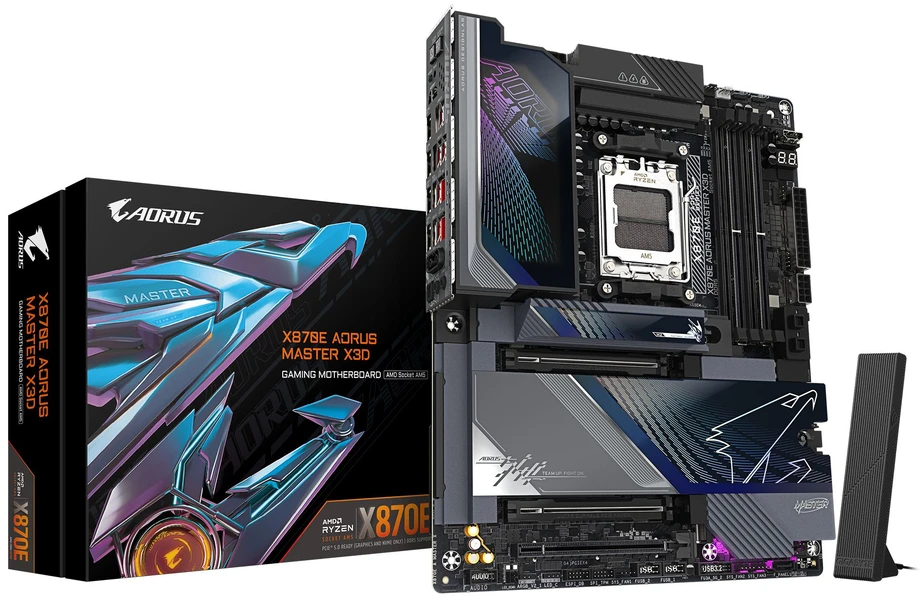 Pagrindinė plokštė GIGABYTE X870E A MASTER X AM5 4xDDR5 2xSATA 5xM.2