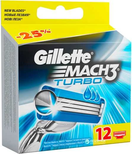 Gillette Mach3 Turbo Skustuvo Galvutės Vyrams, 12 Vnt.