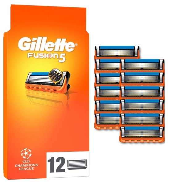 „Gillette Fusion5“ vyriški skutimosi peiliukai – oranžiniai/juodi – 12 vnt.