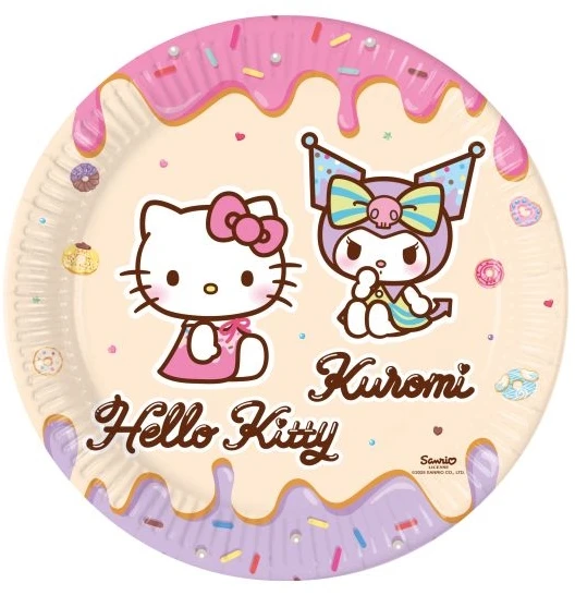 Globos Europe Bv Hello Kitty Kuromi popierinės lėkštės, 8 vnt., 23 cm, FSC