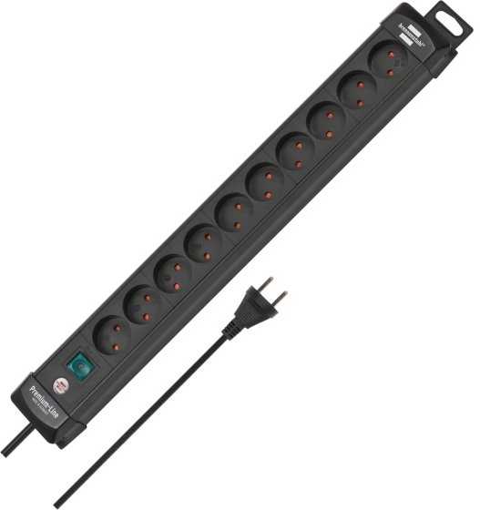 Brennenstuhl 10 kontaktų lizdas, 3 m, juodas