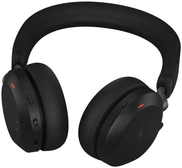 Beilaidės ausinės Jabra Evolve2 75, USB-A, Bluetooth, MS-Teams | spalva: juoda