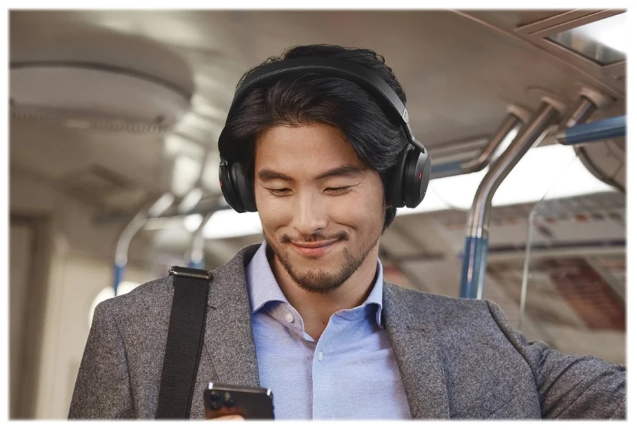 JABRA Evolve2 75 Ausinės on-ear Bluetooth belaidės aktyvus triukšmo slopinimas USB-C noise isolating juodas with charging stand MS Te