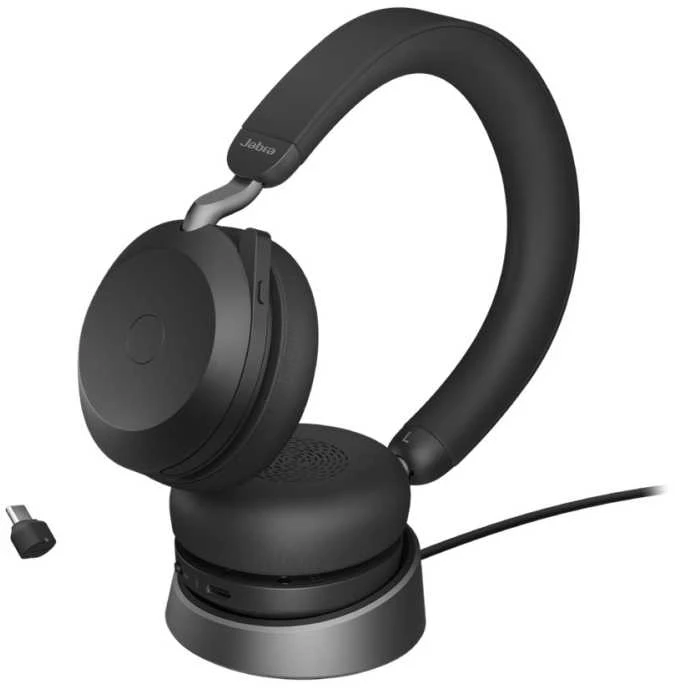 Jabra Evolve2 75 USB-C ausinės su įkrovimo stovu