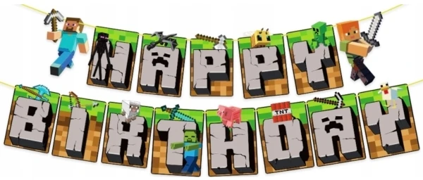 „GoDan Banner Minecraft“ su gimtadieniu