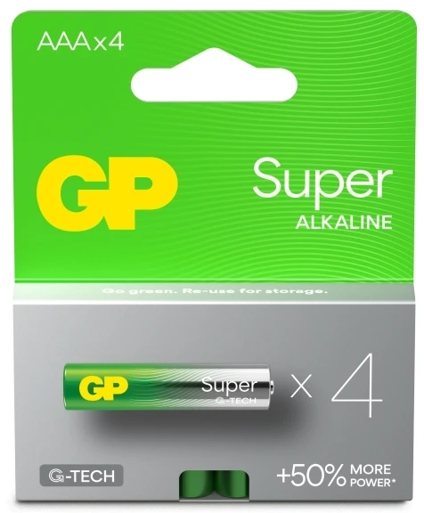 Gold Peak Industries GP baterijos GP Baterija 1x4 GP Super Alkaline 1.5V AAA Micro LR03 Rel. 03024AETA-B4