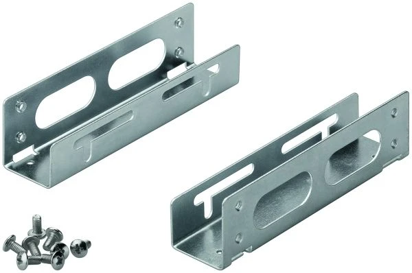 Goobay 2,5 colio kietojo disko tvirtinimo rėmas iki 3,5 colio – 2 dalių, universalus, HDD tvirtinimo laikiklis, sidabrinis, 2,5 colio, 103 mm, 115 mm