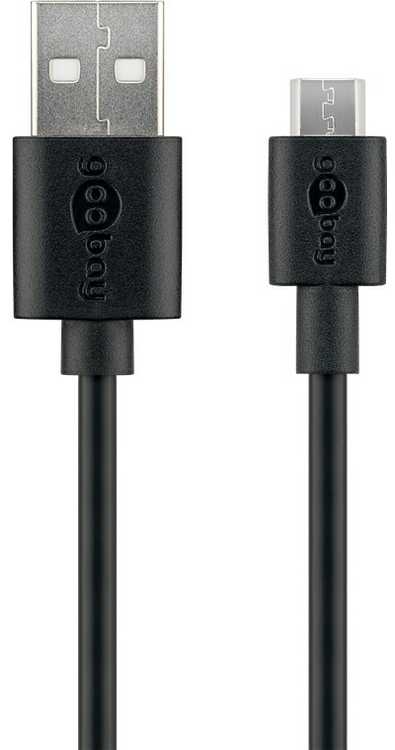 Kabelis USB Goobay USB-A - microUSB 0.5 m Juodas