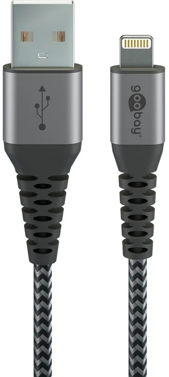 Goobay | Lightning to USB-A tekstilinis kabelis su metaliniais kištukais | 49268 | USB-A į „Lightning“.