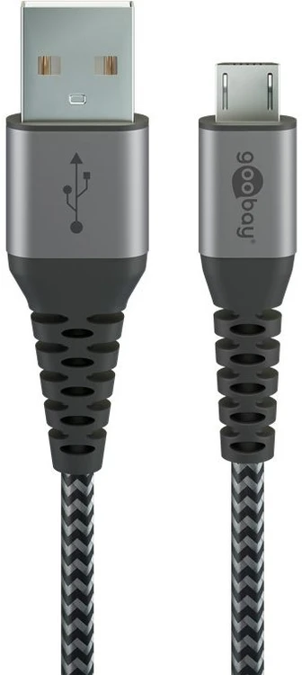 Goobay 49273, 0,5 m, Micro-USB B, USB A, USB 2.0, juoda, pilka