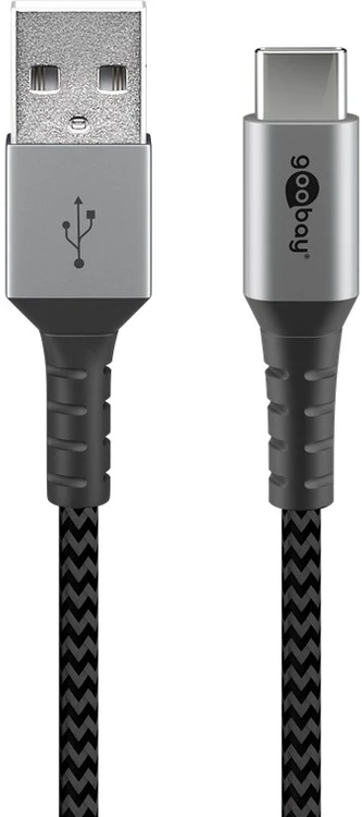 Goobay USB-C į USB-A su metalinėmis jungtimis, pilka, 0,5m
