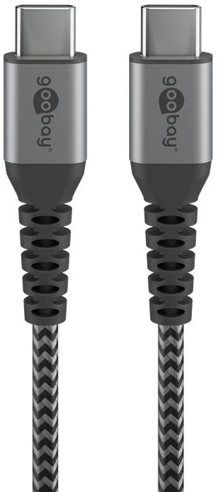 Goobay | USB-C į USB-C tekstilinis kabelis su metaliniais kištukais | 49302 | USB-C į USB-C USB-C kištukas