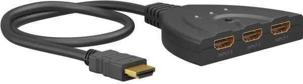 Goobay | HDMI jungiklis 3 į 1 (4K @ 30 Hz) | 58487 | Juodas | HDMI moteriškas | 3 HDMI lizdas | 0,58 m