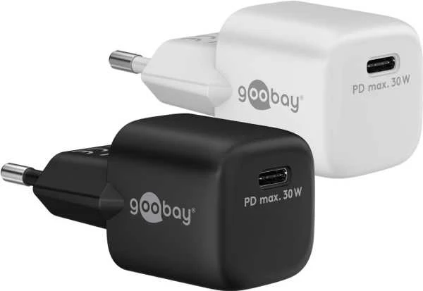 Įkroviklis jungiama į tinklą USB-C PD GaN 30W Goobay Juoda