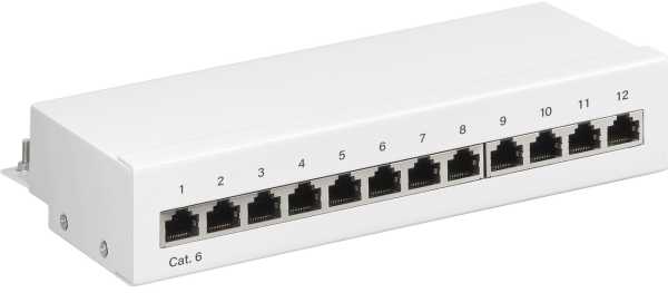 Goobay CAT 6 mini/stalinio kompiuterio pataisų skydelis, 12 prievadų – spalva balta