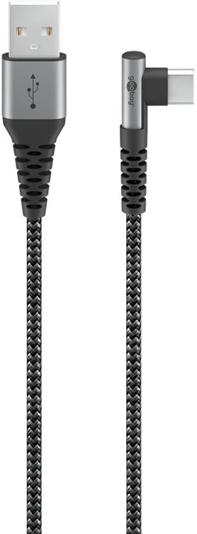 Goobay 64657, 2 m, USB C, USB A, USB 2.0, juoda, pilka