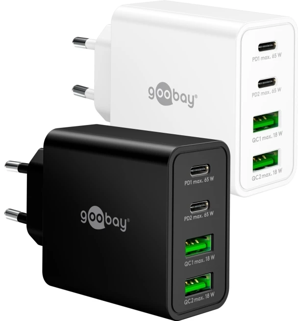 Goobay 65 W USB-C PD GaN daugiostuvis greitasis įkroviklis juodas
