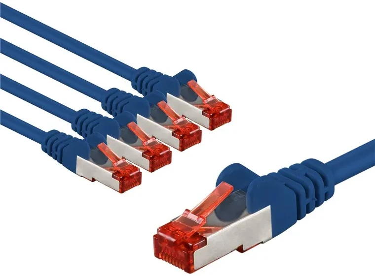 Goobay CAT 6 kabelis krosowy, S/FTP (PiMF), 1 m, mėlyna, komplektas 5 - Długość kabla 1 m