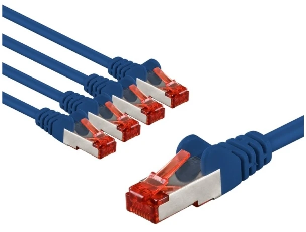 Goobay CAT 6 kabelis krosowy, S/FTP (PiMF), 3 m, mėlyna, komplektas 5 - Długość kabla 3 m