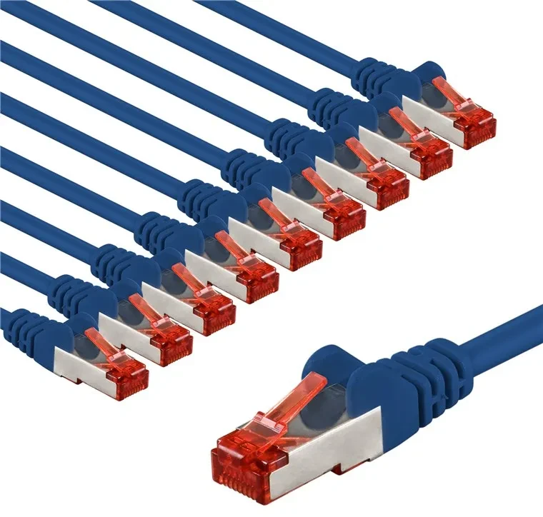 Goobay CAT 6 kabelis krosowy, S/FTP (PiMF), 1 m, mėlyna, rinkinys 10 - Kabelio ilgis 1 m