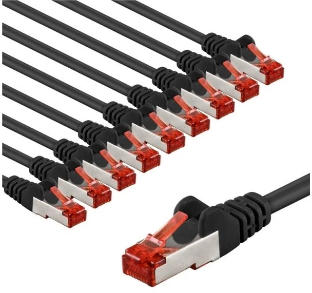 „Goobay CAT 6 Komutacinis kabelis“, S/FTP (PiMF), 5 m, juodas, 10 vienetų pakuotė – laido ilgis 5 m
