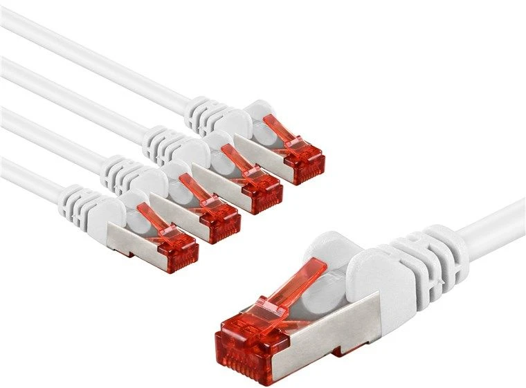 Goobay CAT 6 kabelis krosowy, S/FTP (PiMF), 3 m, balta, komplektas 5 - Długość kabla 3 m (RB66644)