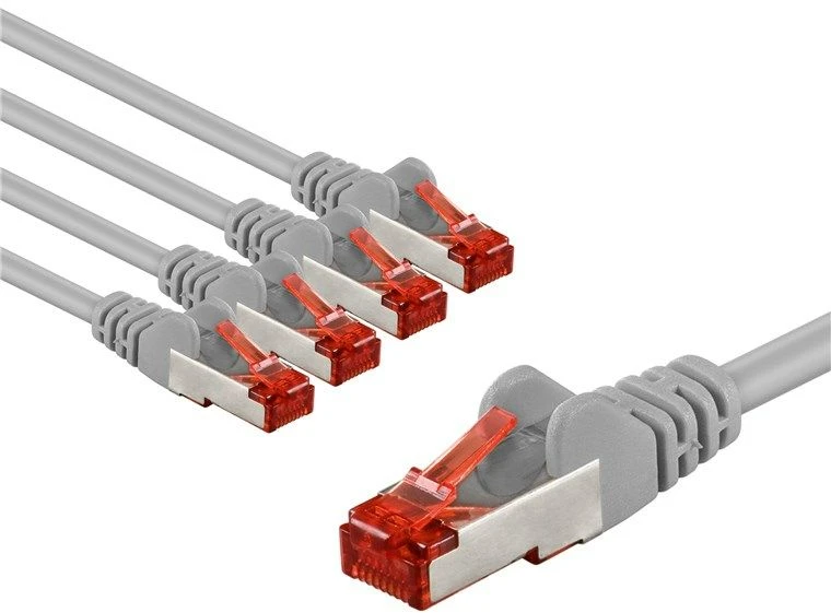 Goobay CAT 6 krosinis kabelis, S/FTP (PiMF), 1 m, pilkas, rinkinys 5 - Kabelio ilgis 1 m (RB66650)