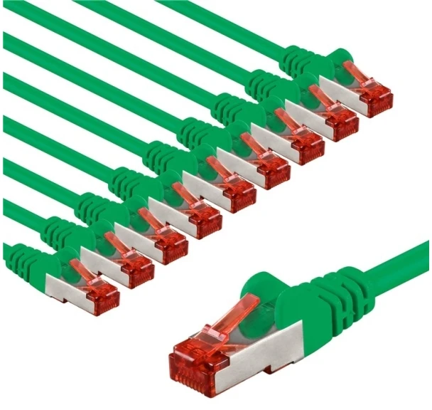 Goobay CAT 6 pataisinis kabelis, S/FTP (PiMF), 1 m, žalias, pakuotėje 10 - Kabelio ilgis 1 m