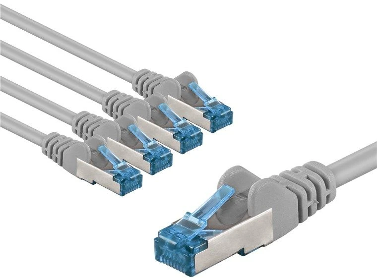 Goobay CAT 6A kabelis krosinis, S/FTP (PiMF), 2 m, pilka, rinkinys 5 - Kabelio ilgis 2 m